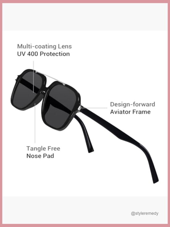 Retro Square Aviator Sunglasses with Polycarbonate Frame main image 7